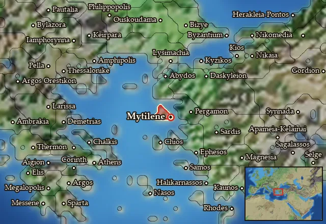 Map of Lesbos and its neighbours