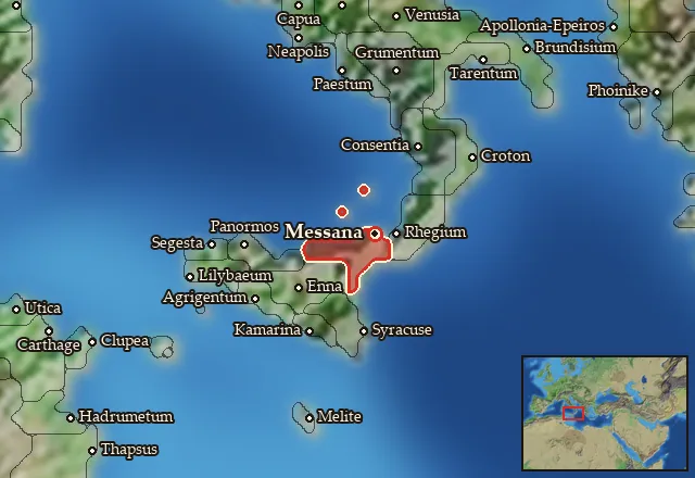 Map of Mamertina and its neighbours