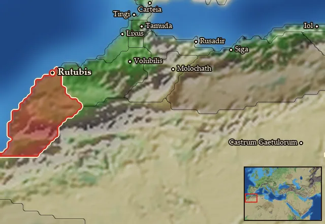 Map of Mauretania Meridionalis and its neighbours