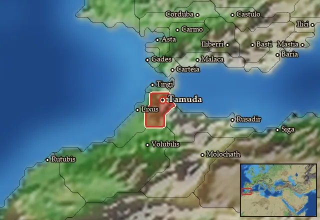 Map of Mauretania Septentrionalis and its neighbours