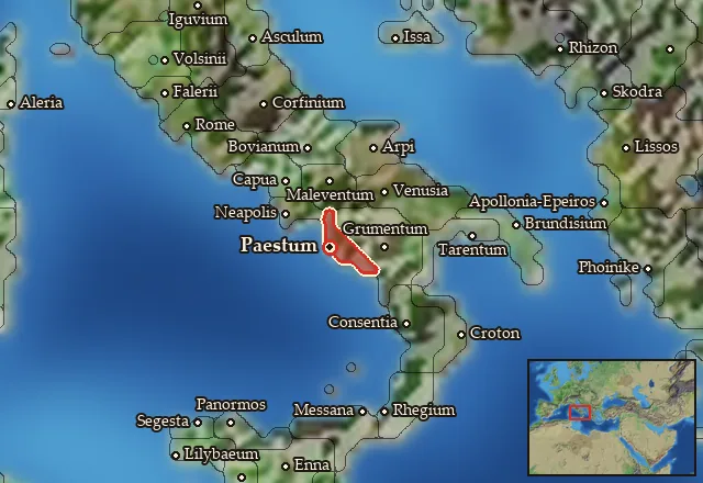 Map of Poseidonia and its neighbours