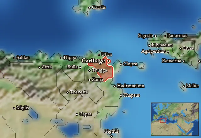 Map of Qart Hadasht and its neighbours