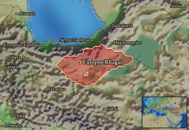 Map of Rhagiane and its neighbours