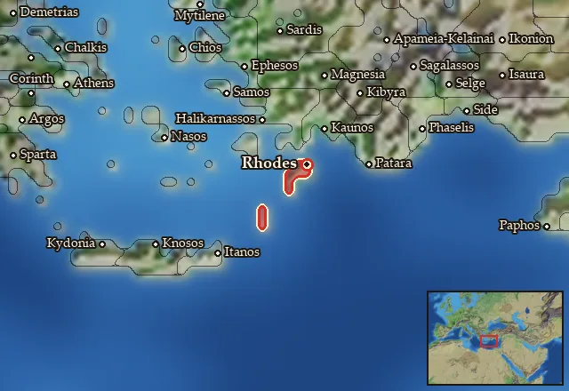 Map of Rhodos and its neighbours
