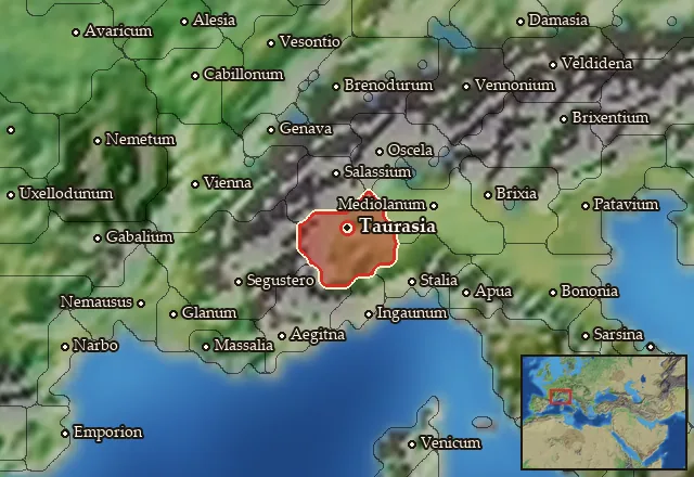 Map of Taurinia and its neighbours