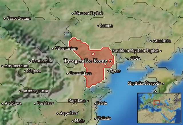 Map of Tyragetia and its neighbours