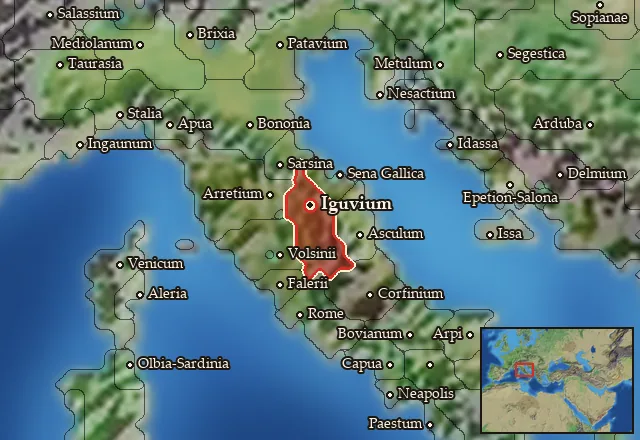 Map of Umbria and its neighbours