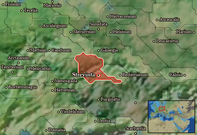 Map of Volcaea Septentrionalis and its neighbours